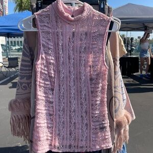 Vintage Bebe Pink Lace Top